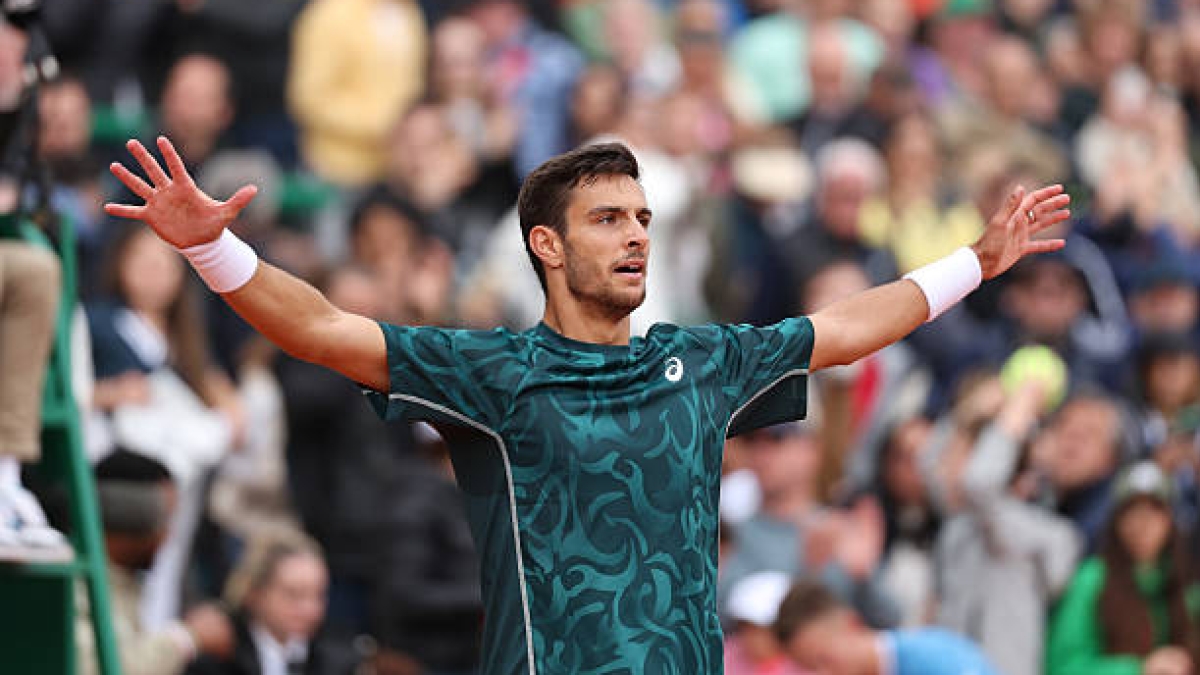Lorenzo Musetti, propósito en Montecarlo. Foto: gettyimages