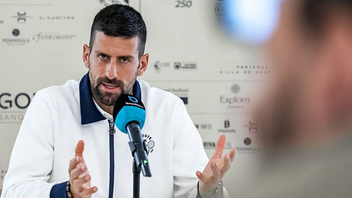 Novak Djokovic en el Media Day del ATP Ginebra 2025. Foto: Getty