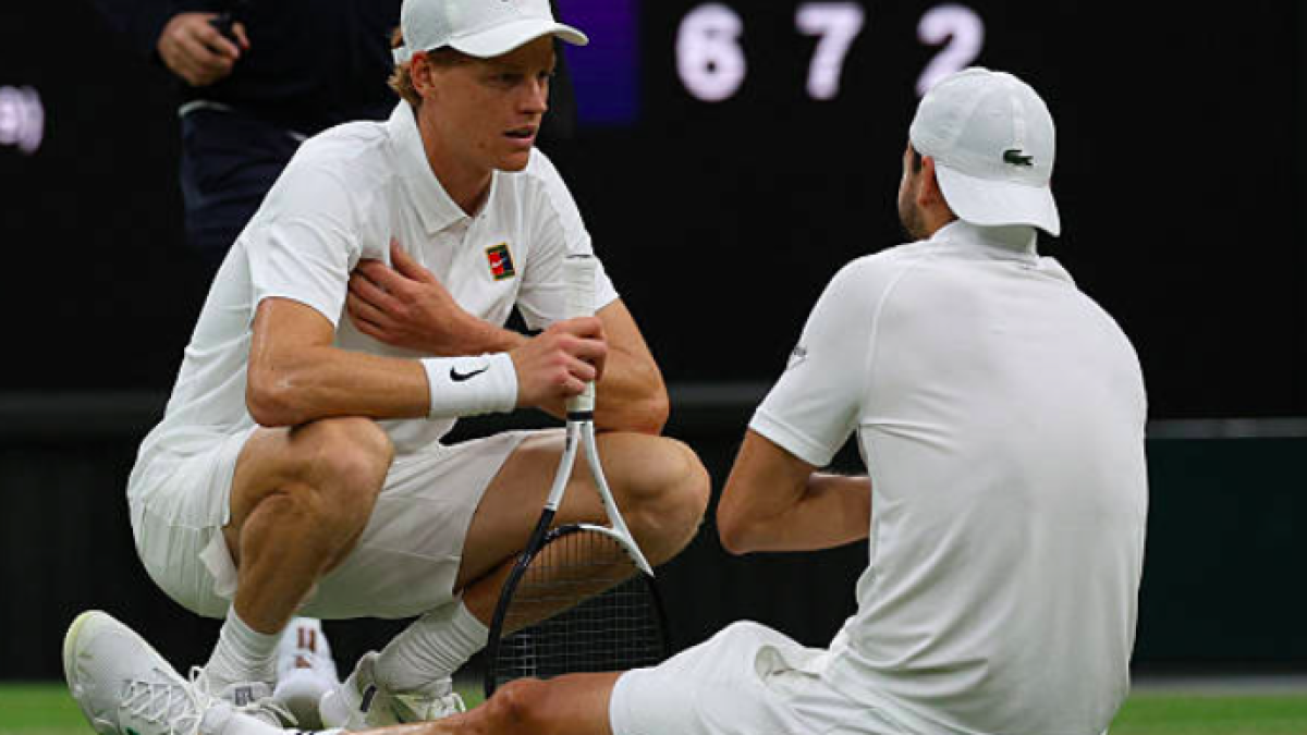 This has been Grigor Dimitrov's injury at Wimbledon. Source: Getty
