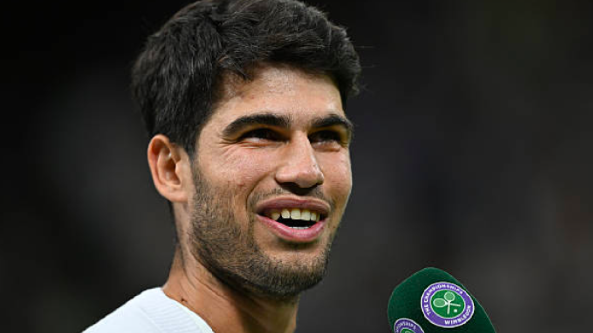 CARLOS ALCARAZ, feliz tras su victoria ante Rublev. Fuente: Getty