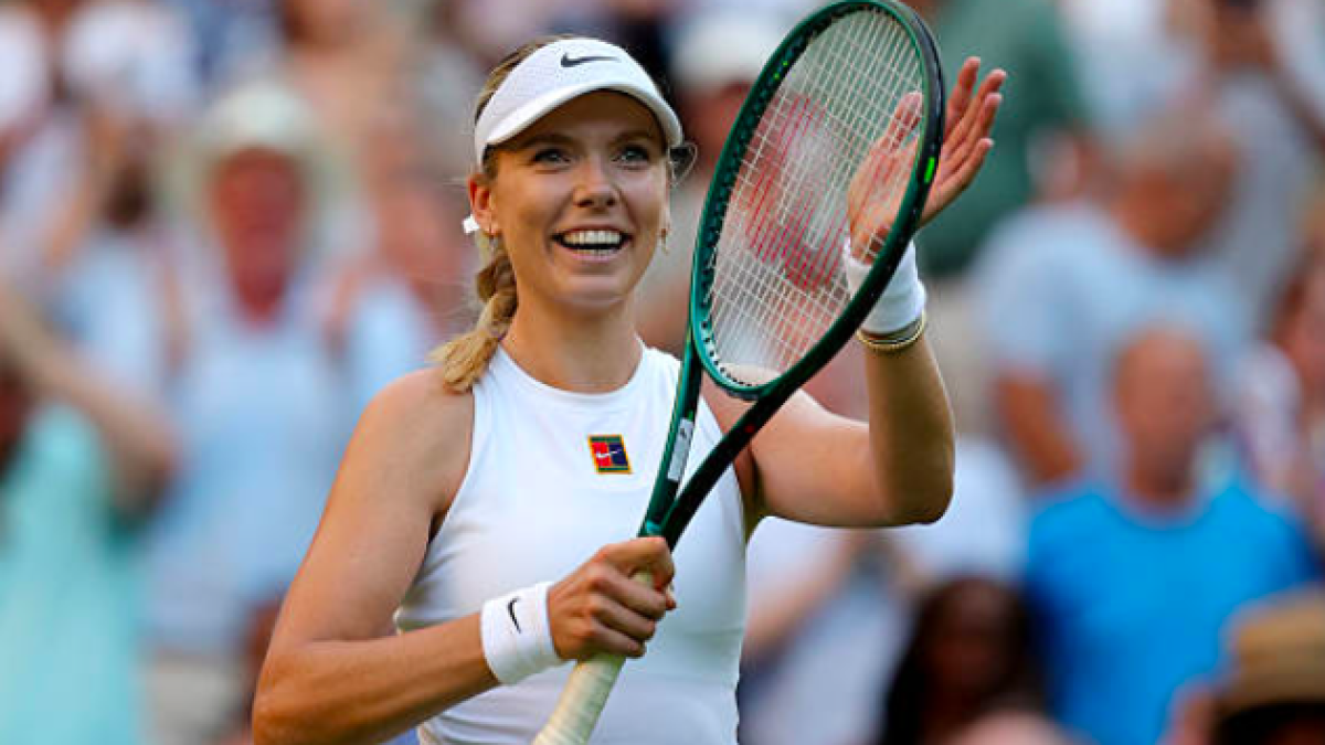 Katie Boulter celebra su primera victoria en Wimbledon. Fuente: Getty