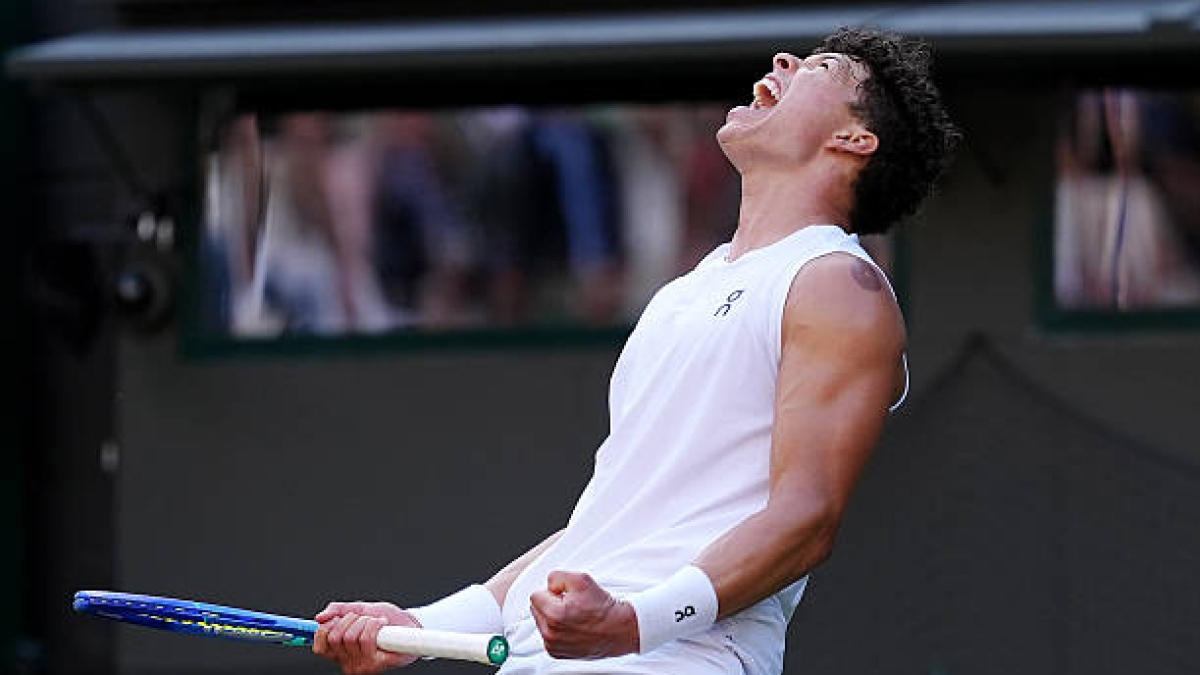 Shelton is very serious at this Wimbledon: defeats Sonego and awaits Sinner or Dimitrov in the quarterfinals. Photo: Getty Images.