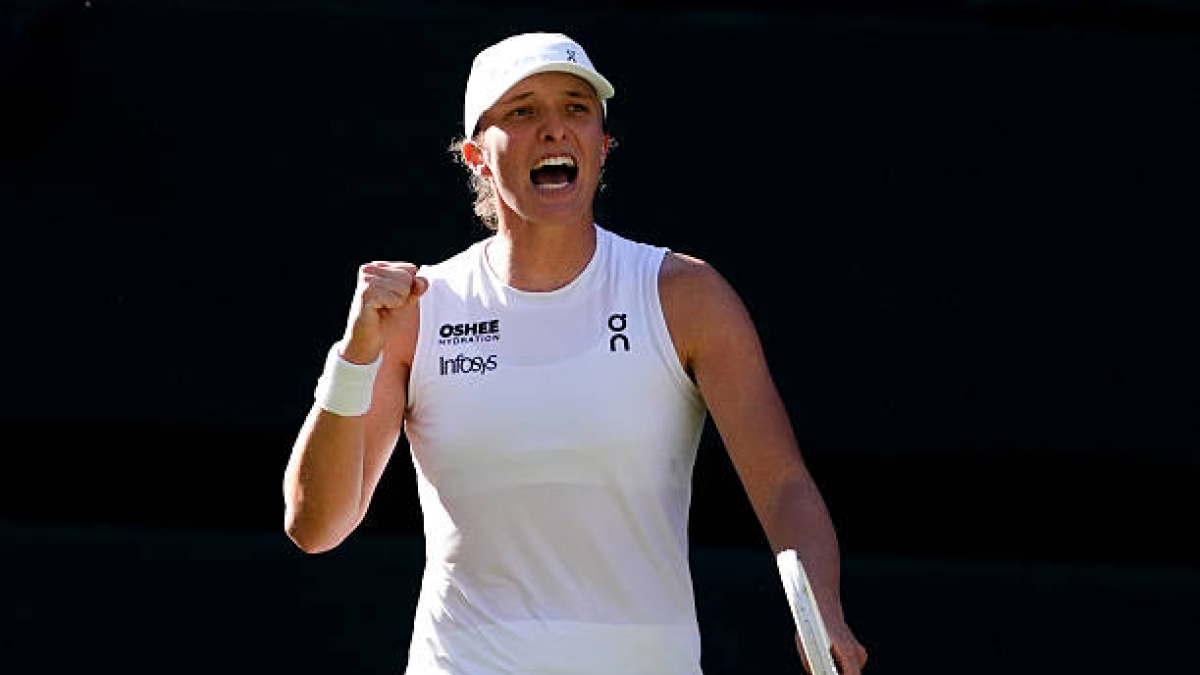 Iga Swiatek, clasificada a la final de Wimbledon 2025. Foto: Getty