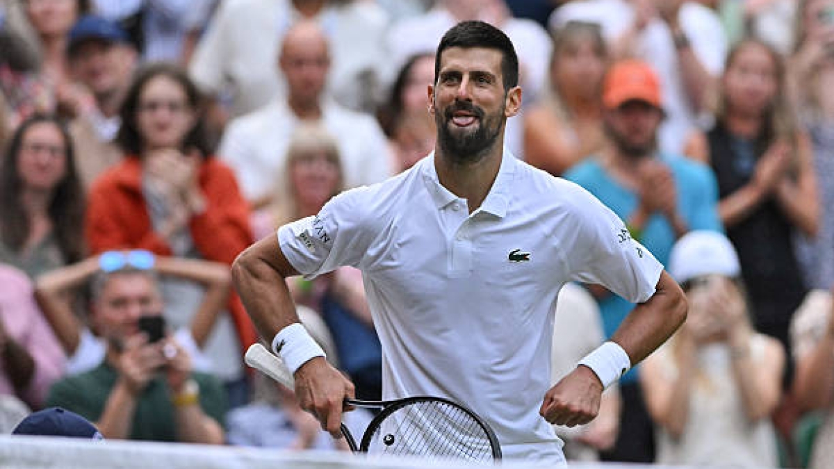 Novak Djokovic explains his celebration at Wimbledon 2025. Photo: Getty