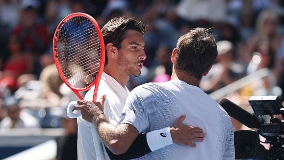 Lorenzo Musetti y Flavio Cobolli en el US Open 2025. Foto: Getty