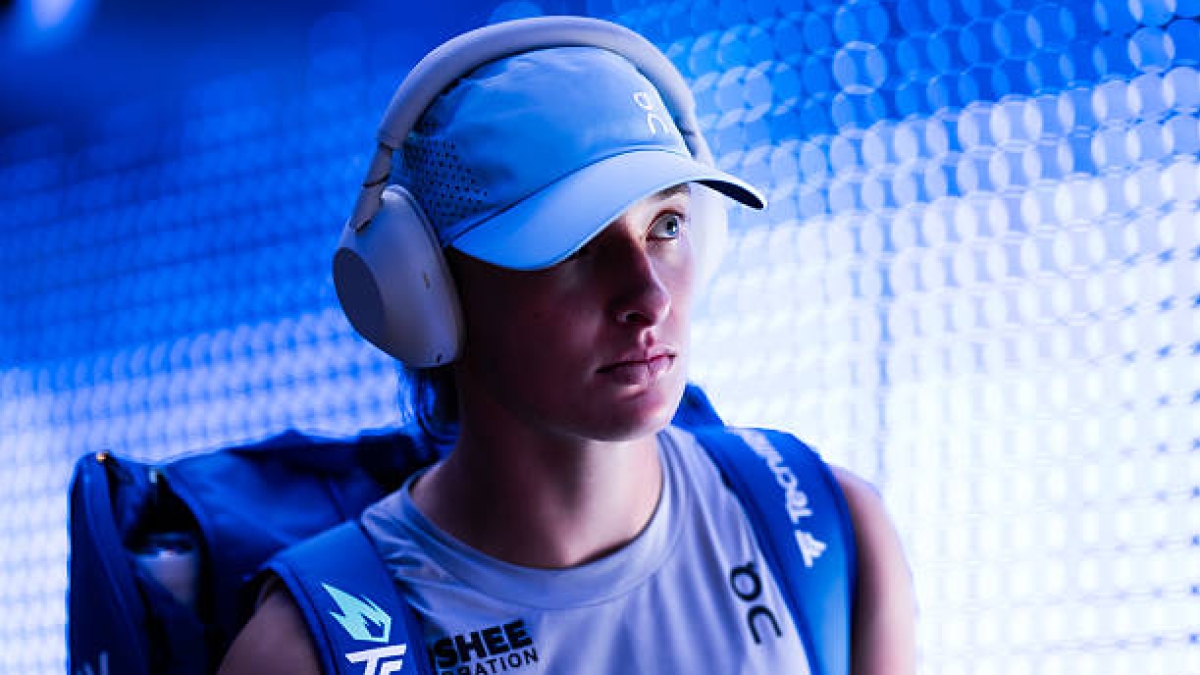 Iga Swiatek at a press conference at the WTA Cincinnati 2025. Photo: Getty