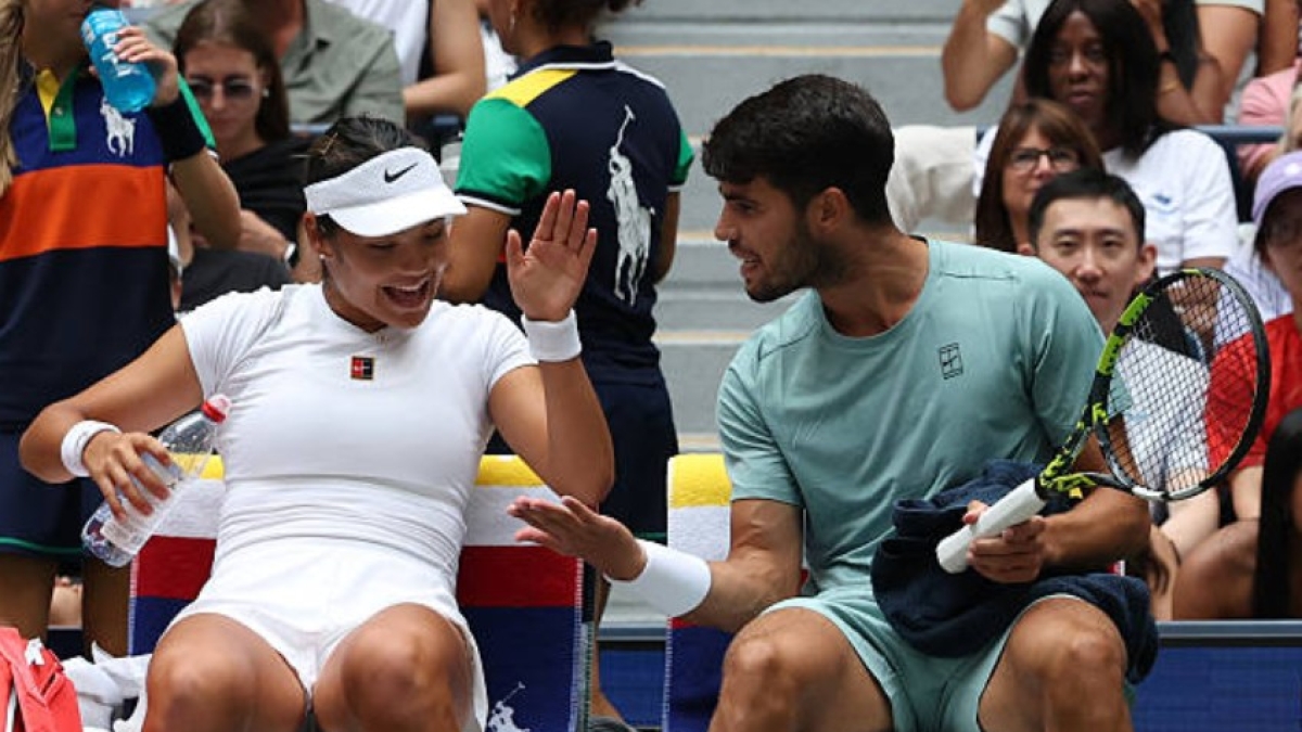 Carlos Alcaraz and Emma Raducanu at the US Open 2025. Photo: Getty