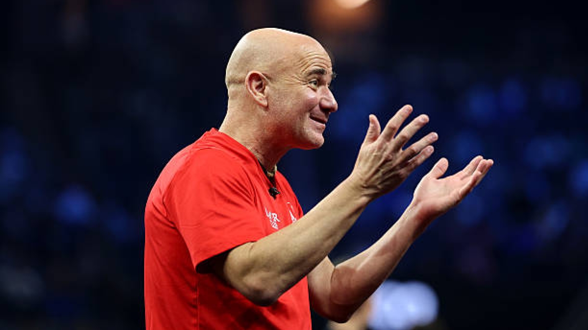 Andre Agassi, fun moment with Fonseca. Photo: gettyimages