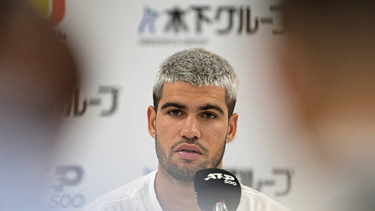 Carlos Alcaraz trains in Tokyo. Photo: gettyimages