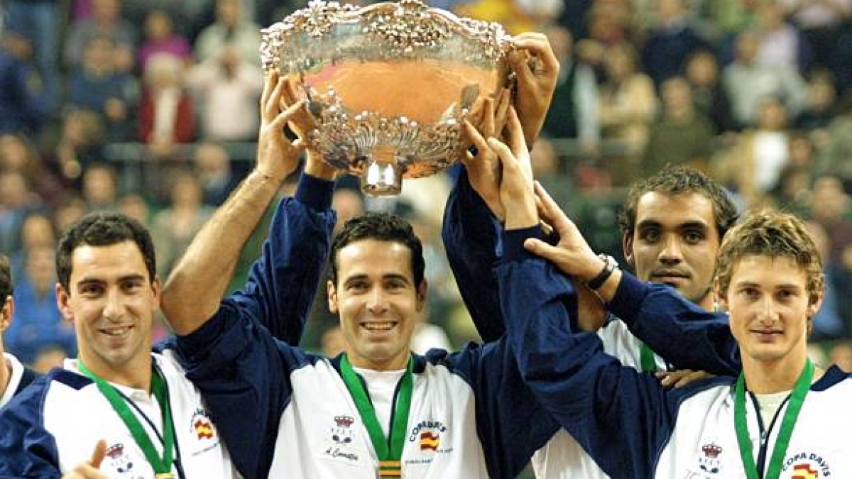 Costa, Corretja, Balcells, and Ferrero, the lineup that conquered our first Davis Cup. Source: Getty