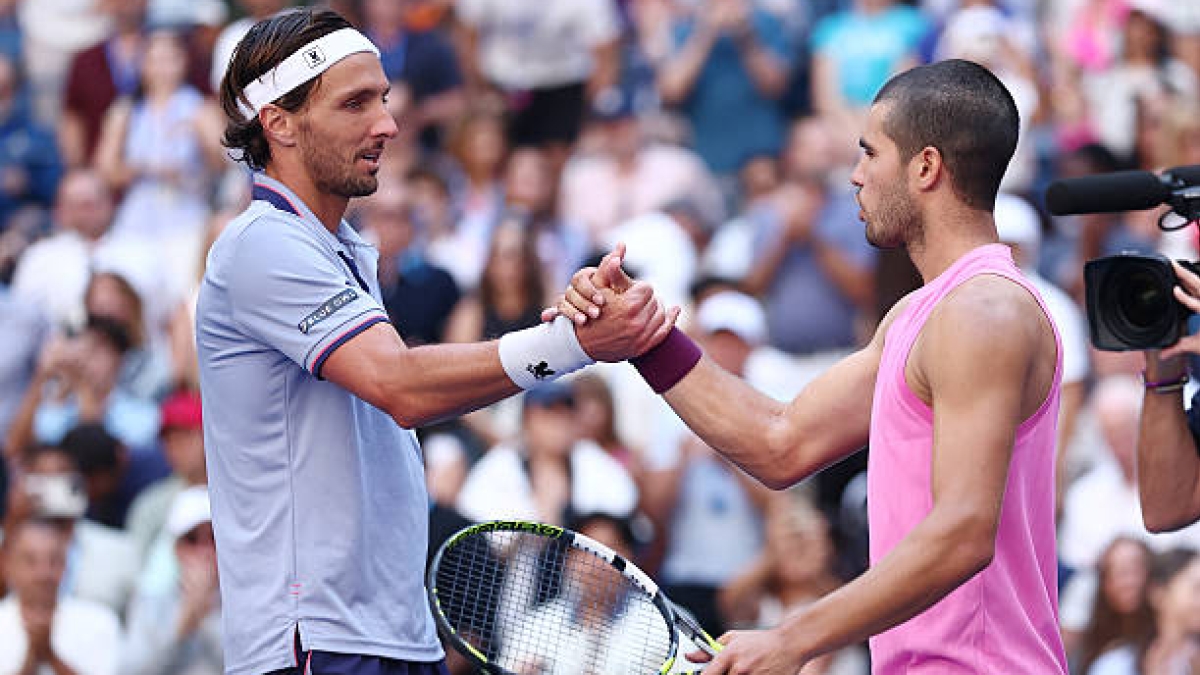 Arthur Rinderknech, tras plantar pelea a Alcaraz en el duelo de octavos del US Open 2025. Fuente: Getty