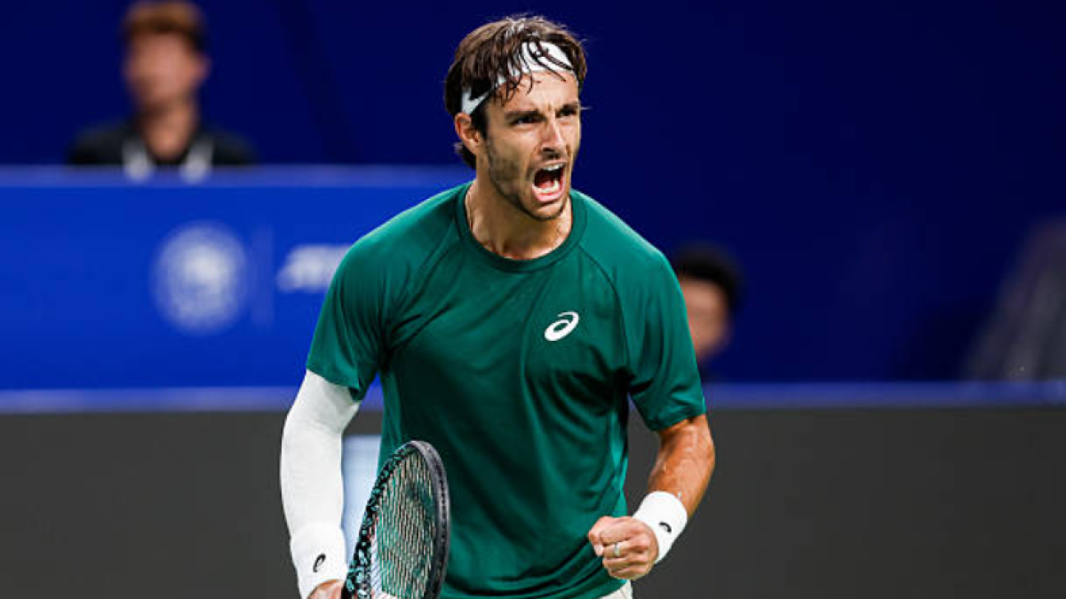 Musetti celebrando un punto. Foto: Getty