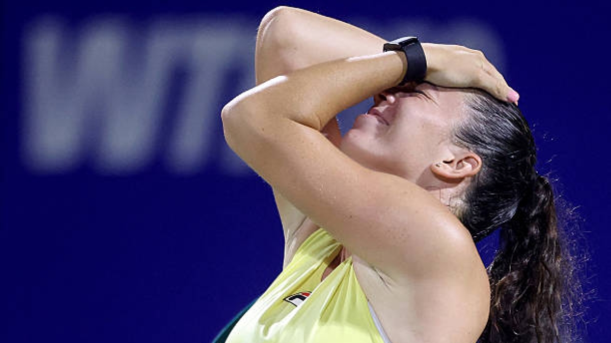 Valentova strikes against Cristian to reach the final of the WTA Osaka. Photo: Getty