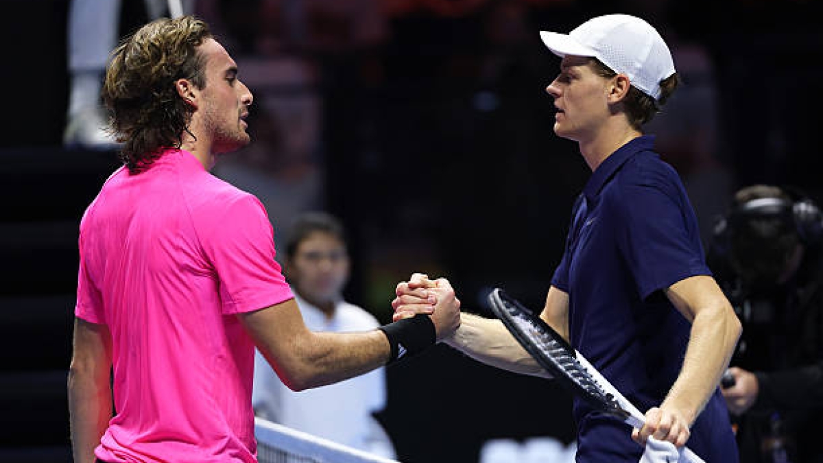 斯特凡诺斯·西西帕斯就阿尔卡拉斯和辛纳会赢得的大满贯发表了看法。来源：Getty