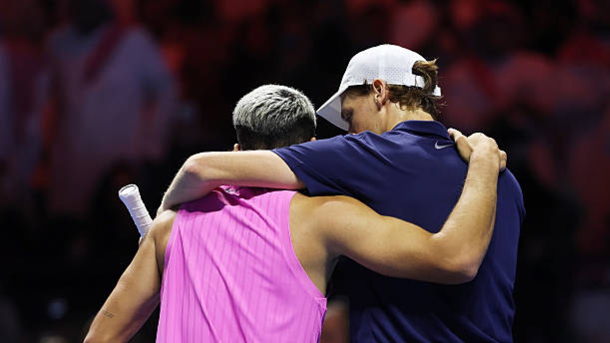 阿尔卡拉斯和辛纳在都灵训练。照片：gettyimages
