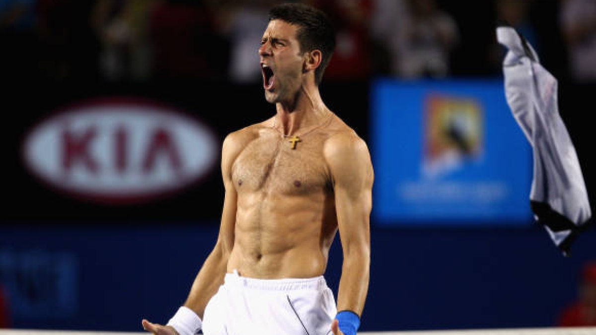 Djokovic celebra la sua vittoria contro Nadal agli Australian Open 2012. Fonte: Getty