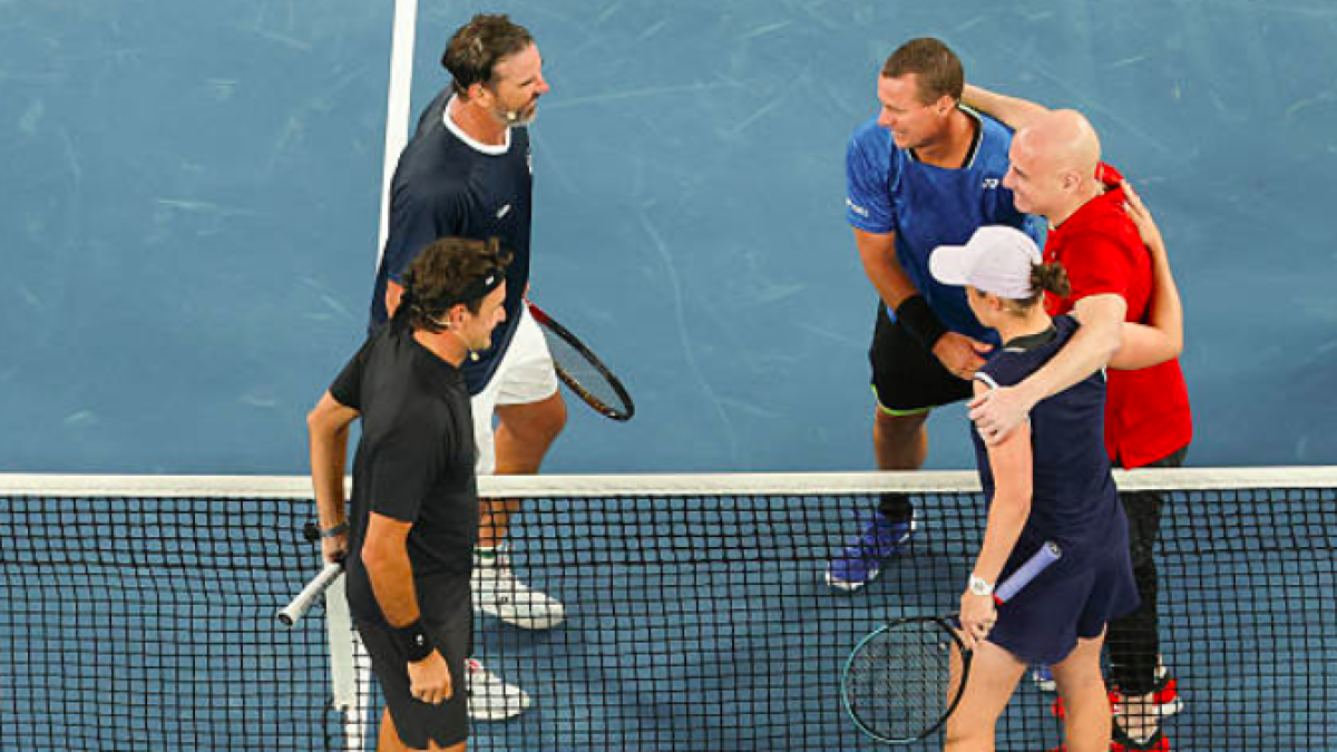 This is how Federer closed the legends match before the 2026 Australian Open. Source: Getty