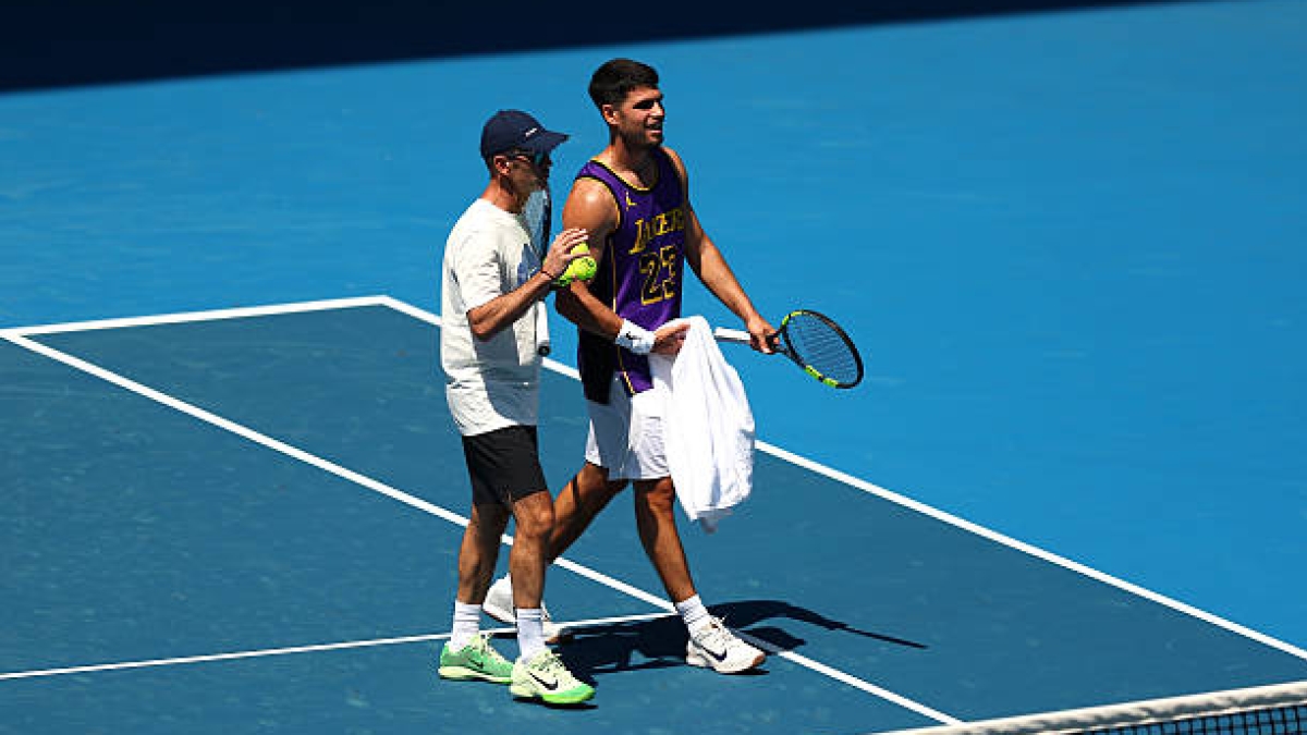 Ainsi s'entraîne Samu López avec Alcaraz à Melbourne. Photo : Getty