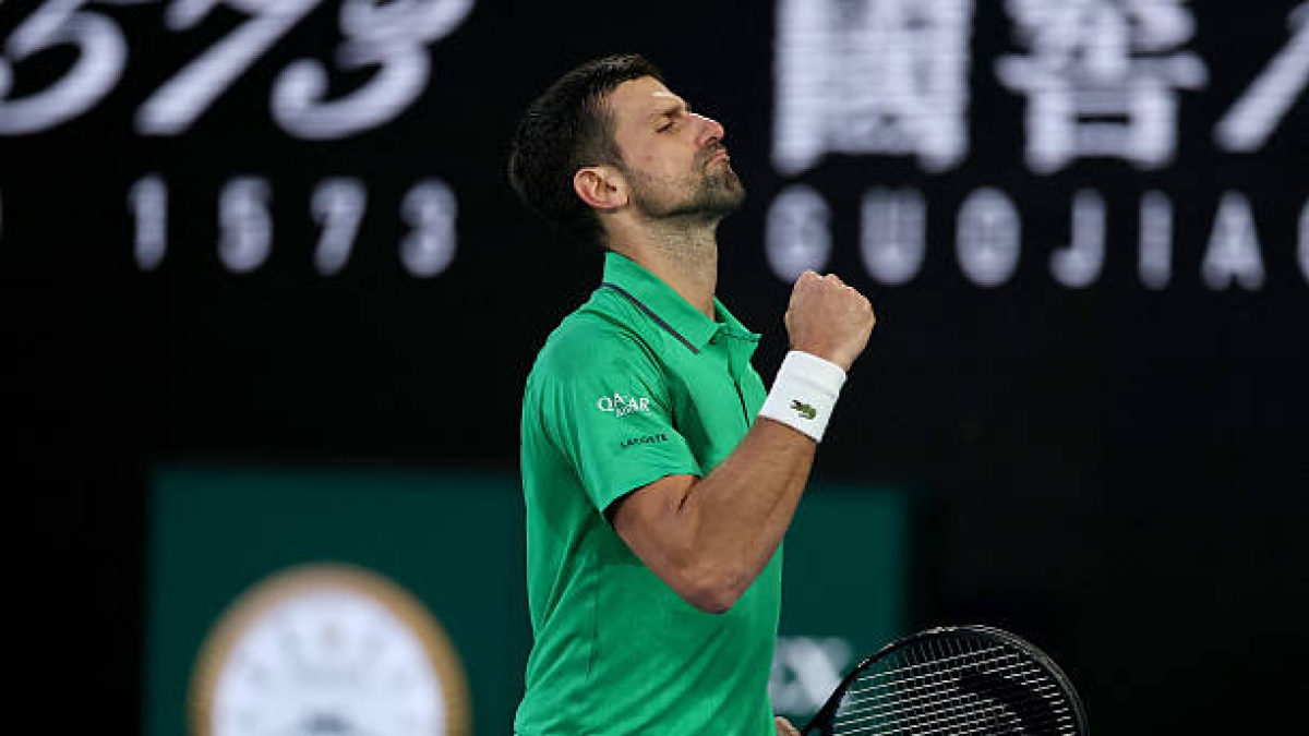 Novak Djokovic, premier set en finale de Grand Chelem. Photo : gettyimages