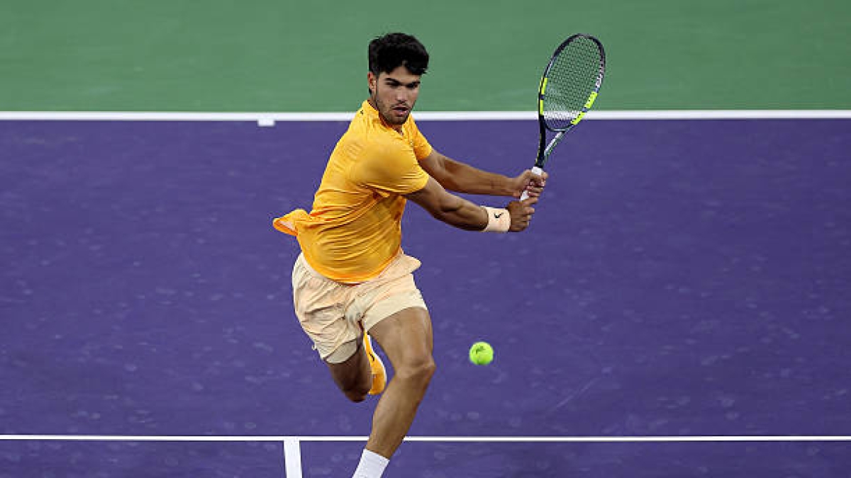 Carlos Alcaraz, when and where to watch against Medvedev at Indian Wells 2026. Photo: Getty Images.