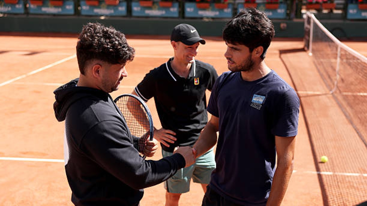Carlos Alcaraz s'entraîne à Monte-Carlo. Photo : gettyimages