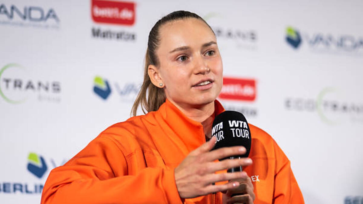 Elena Rybakina speaks in Berlin. Photo: gettyimages