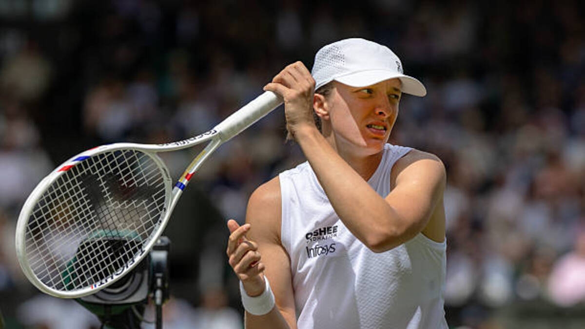 Iga Swiatek, emocionada en Wimbledon 2026. Foto: gettyimages