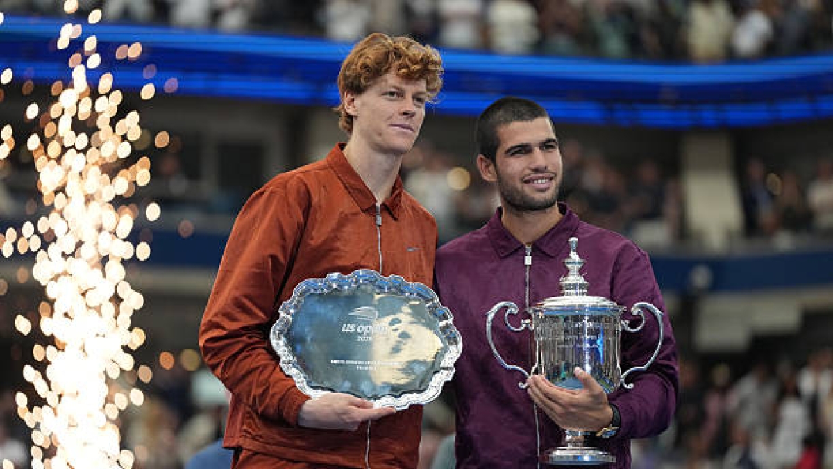 Alcaraz, Sinner y Shelton: los tres tenistas que más puntos defienden en la gira de pista dura norteamericana. Foto: Gettyimages