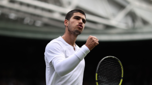 Carlos Alcaraz en Wimbledon 2022. Foto: Getty