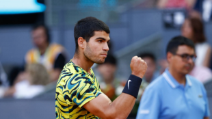 Carlos Alcaraz, en octavos del Mutua Madrid Open 2023. Foto: Getty