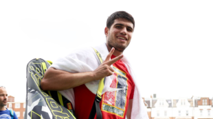 Carlos Alcaraz en el ATP Queen's 2023. Foto: Getty
