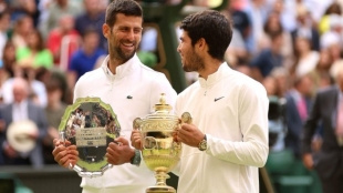 Así le dio la vuelta Alcaraz a la final contra Djokovic en Wimbledon. Foto: Getty