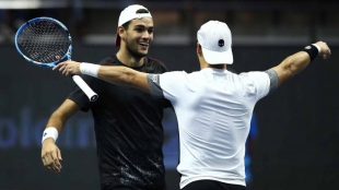 Matteo Berrettini y Fabio Fognini. Foto: ATP