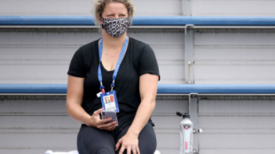 Kim Clijsters presencia un partido en las gradas de Cincinnati. Fuente: Getty