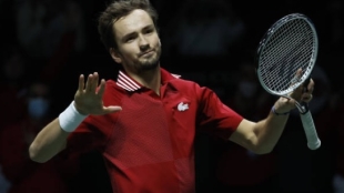Polémica la celebración de Medvedev tras ganar su duelo ante Struff. Foto: Getty