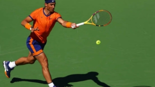 Rafa Nadal durante su debut en Indian Wells 2022. Foto: Getty