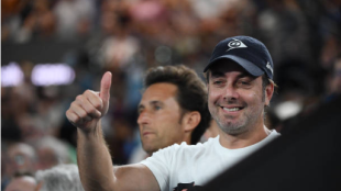 Nicolás Massú, en el box de Thiem durante el Open de Australia. Fuente: Getty
