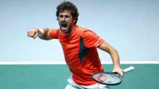 Haase celebra durante la disputa de la Copa Davis 2019. Fuente: Getty