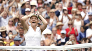 Simona Halep, tras proclamarse campeona de Wimbledon 2019. Fuente: Getty
