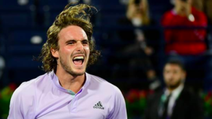 Tsitsipas celebra su última victoria. Fuente: Getty
