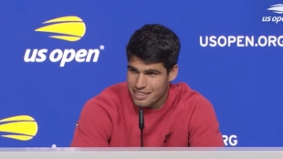 Alcaraz revela cómo se siente físicamente y el porqué de su vendaje en las piernas. Foto: US Open.