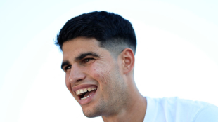 Carlos Alcaraz habla en el ATP Toronto 2023. Foto: Getty