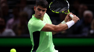Carlos Alcaraz en el ATP Rolex Paris Masters 2023. Foto: getty