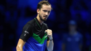 Daniil Medvedev gana a Andrey Rublev en ATP Finals 2023. Foto: gettyimages