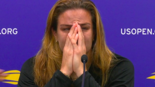 Maria Sakkari rompe a llorar en el US Open. Fuente: Youtube