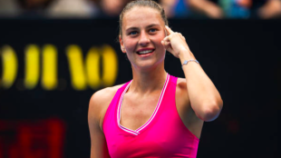 Marta Kostyuk celebra un punto. Fuente: Getty