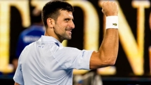 Novak Djokovic tras su victoria ante Adrian Mannarino. Foto: Getty