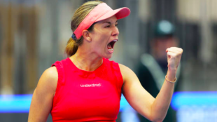 Danielle Collins celebra un punto. Fuente: Getty
