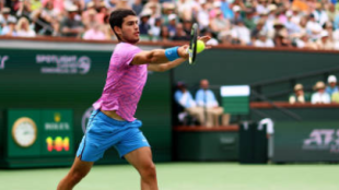Alcaraz durante el partido ante Auger-Aliassime. Foto: Gettyimages