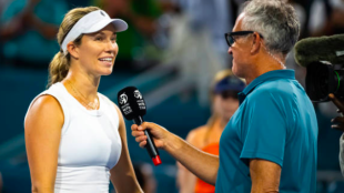 Danielle Collins en su entrevista a pie de pista. Fuente: Getty